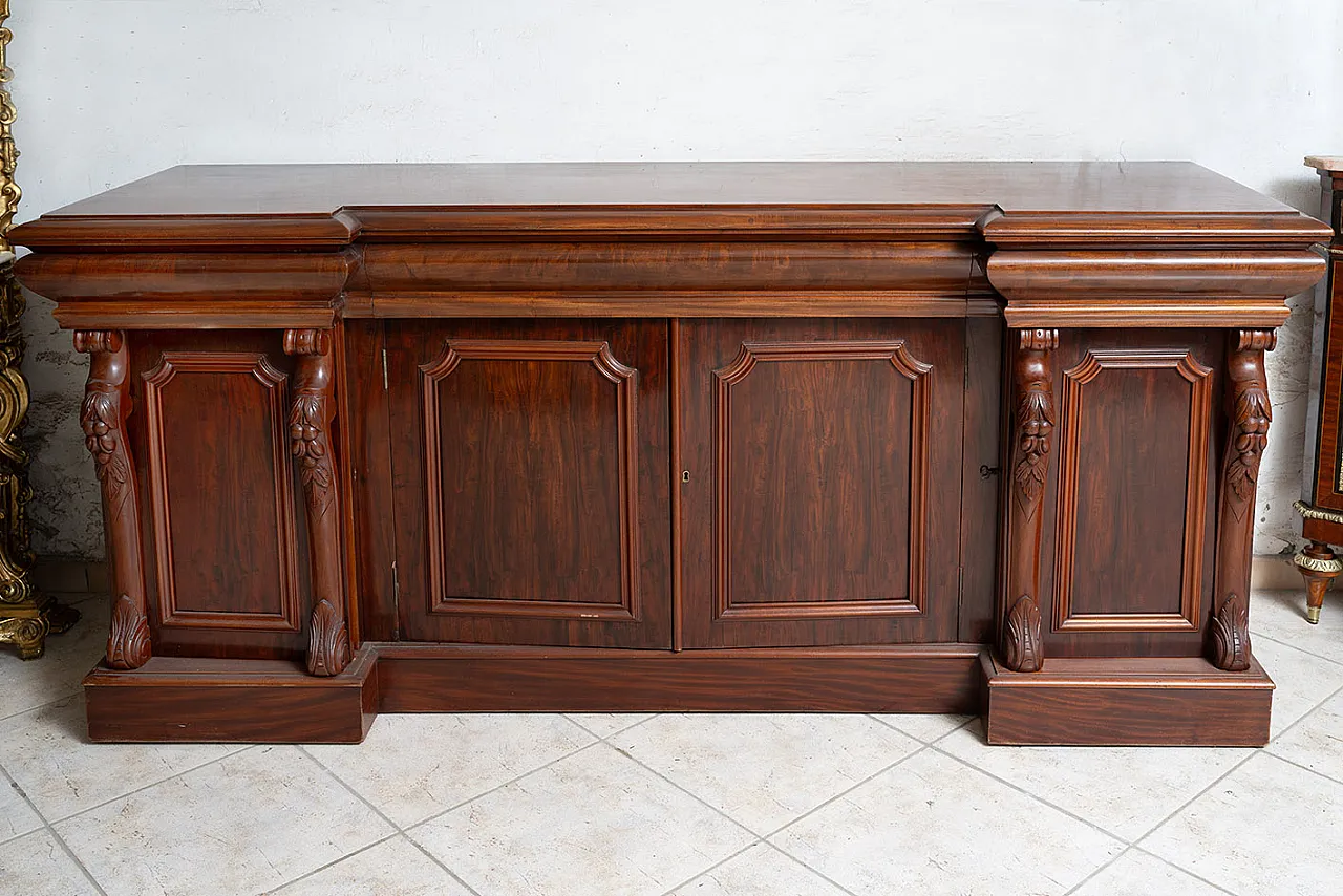 Four-door servant/sideboard in mahogany feather, 19th century 2