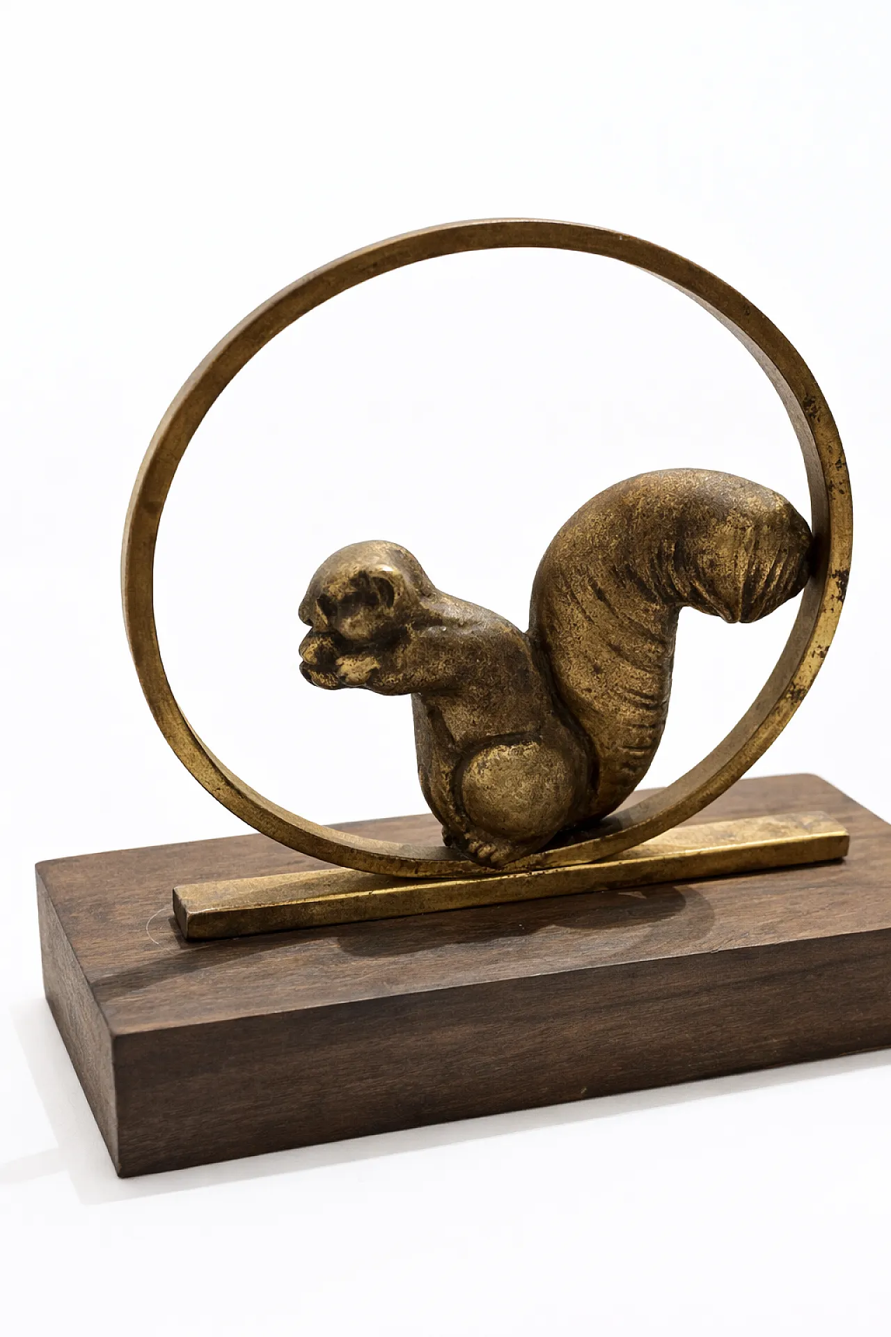 Pair of squirrels bookends in bronze and rosewood, 20th century 3