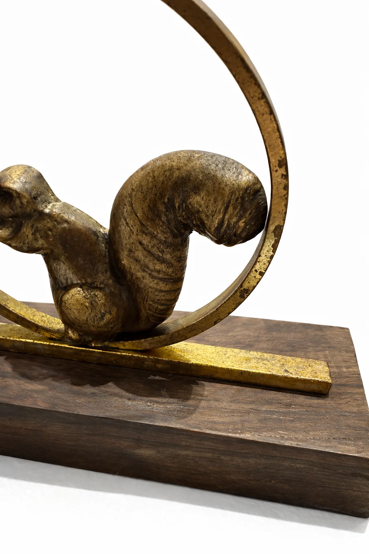 Pair of squirrels bookends in bronze and rosewood, 20th century 4
