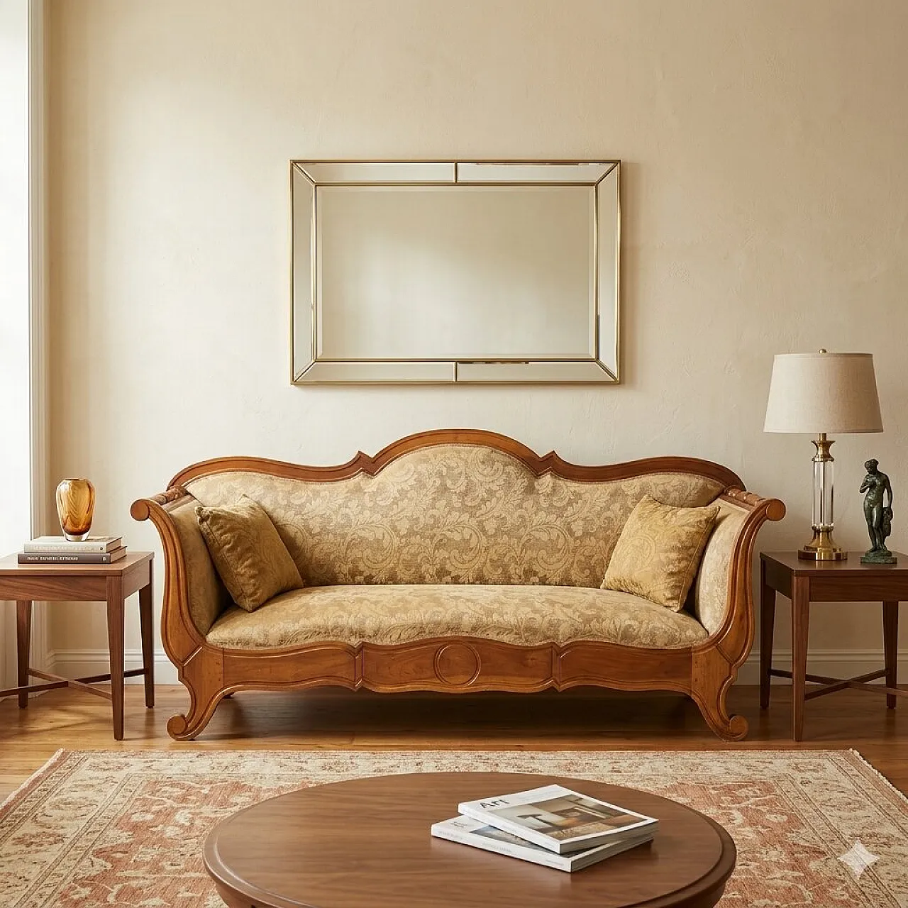Divano in legno di noce, '800 2