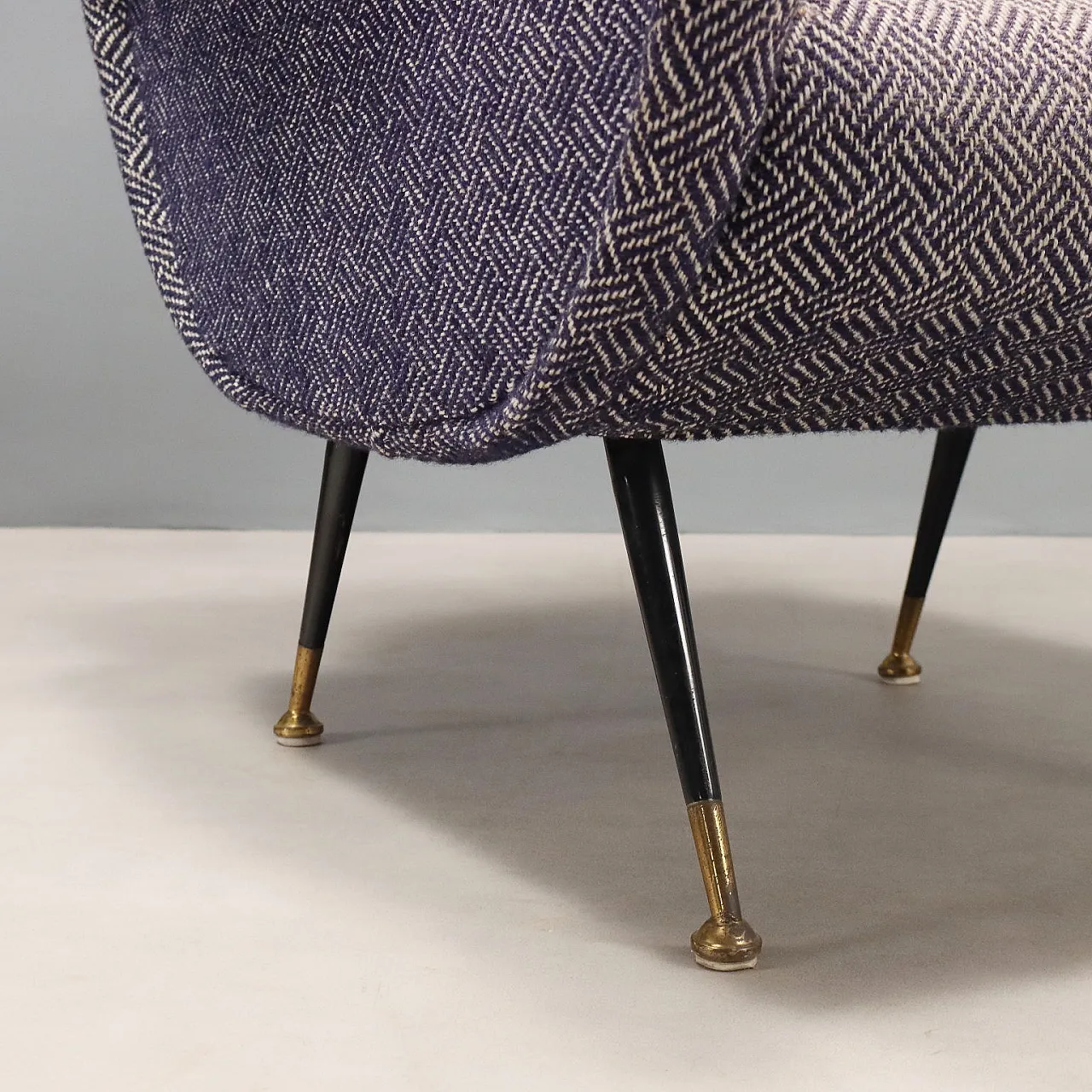 Pair of armchairs in metal and fabric, mid-20th century 7