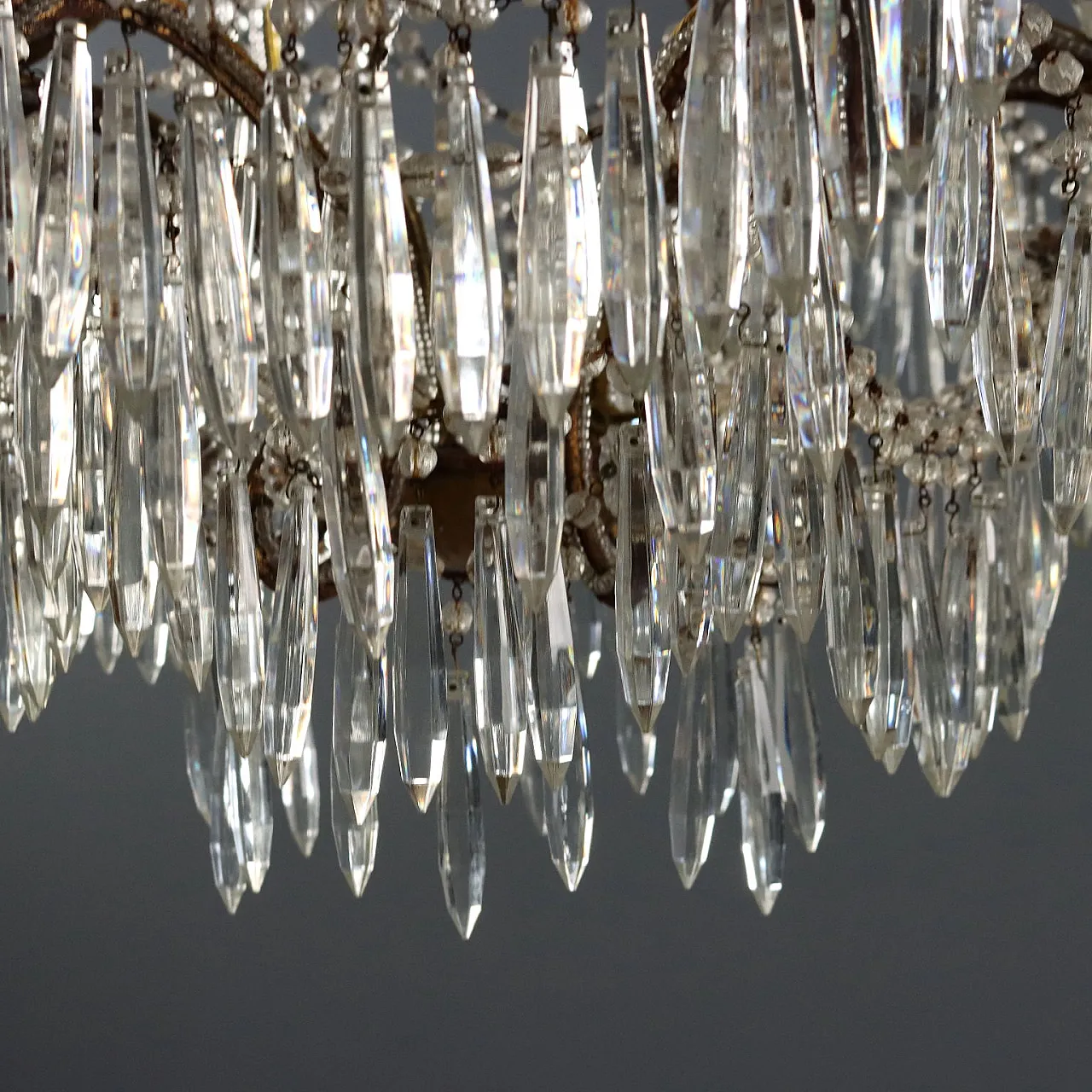 Lampadario a sei luci in ferro e vetro, '900 6