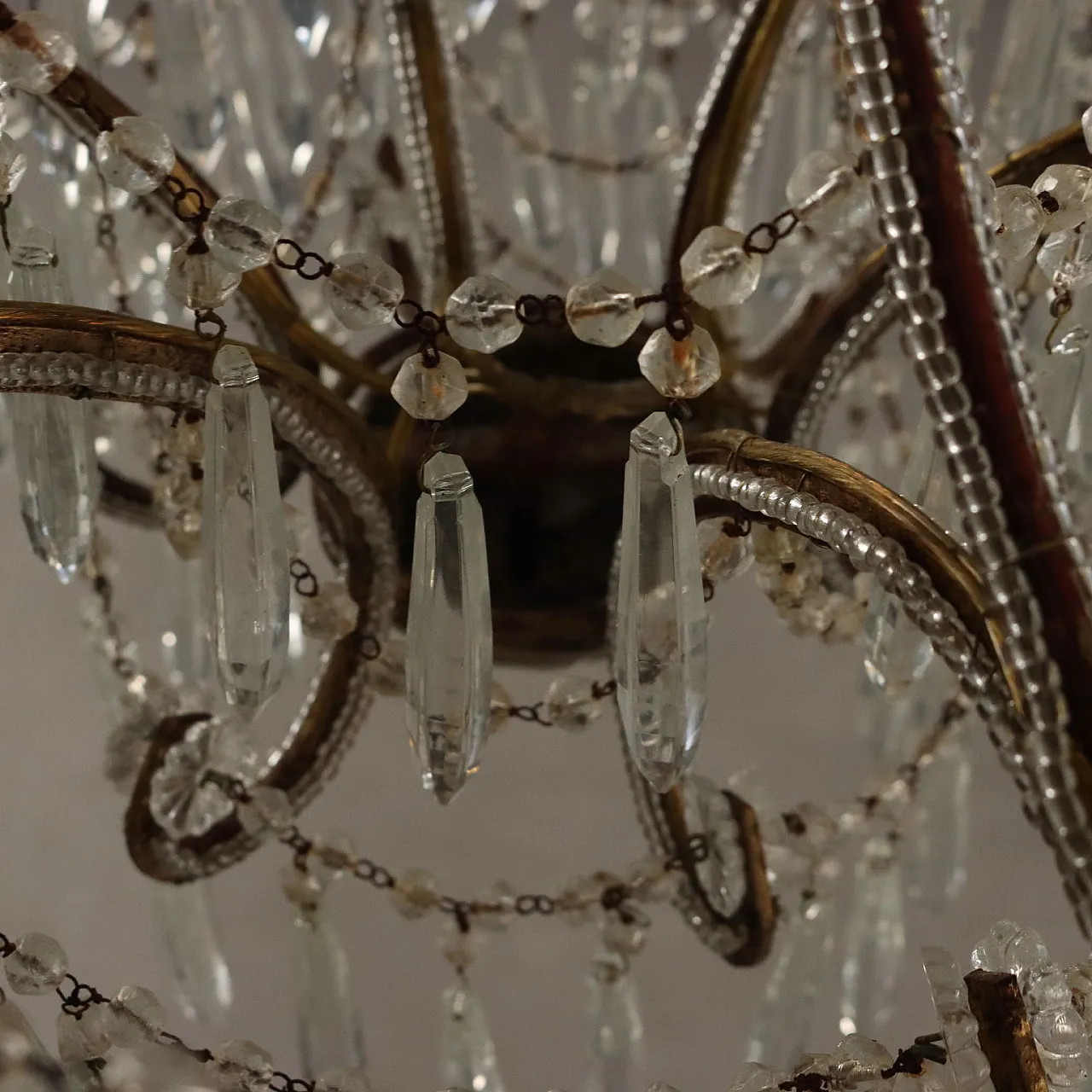 Lampadario a sei luci in ferro e vetro, '900 7