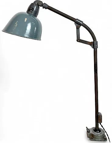 Industrial Grey Enamel Workshop Table Lamp from Siemens, 1950s