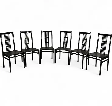 Set of 6 lacquered dining chairs, Italy 80s