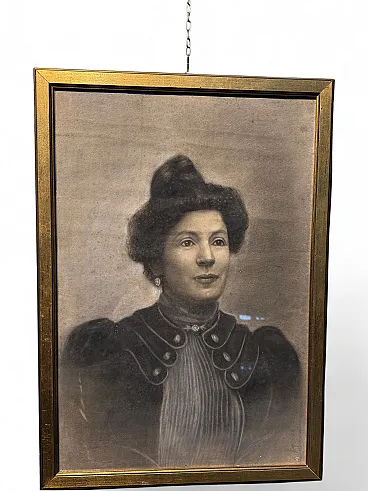 Portrait of a lady made in charcoal on paper, early 20th century