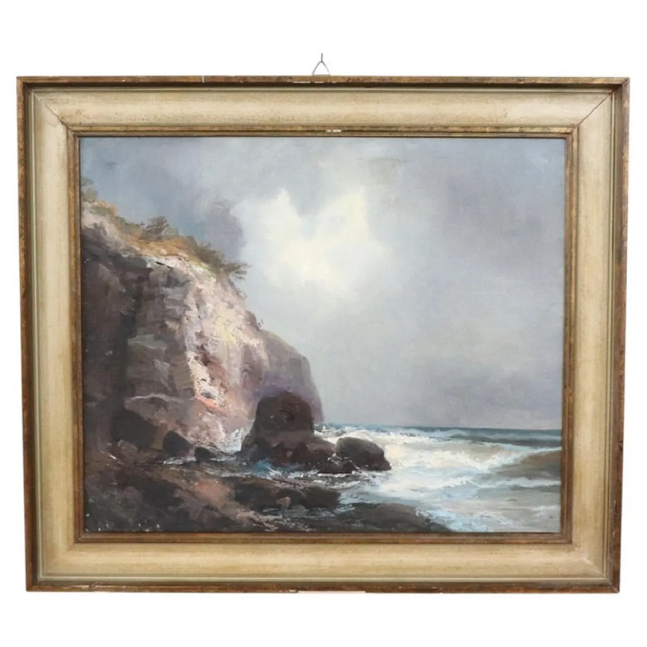 Oil painting on marine canvas with cliff, 1900s 1