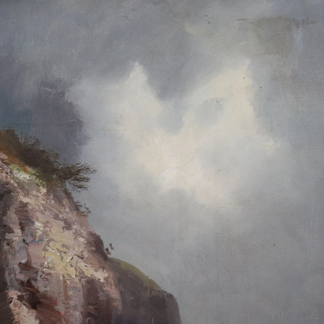 Oil painting on marine canvas with cliff, 1900s 7