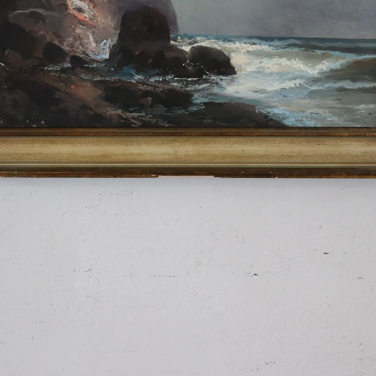 Oil painting on marine canvas with cliff, 1900s 8