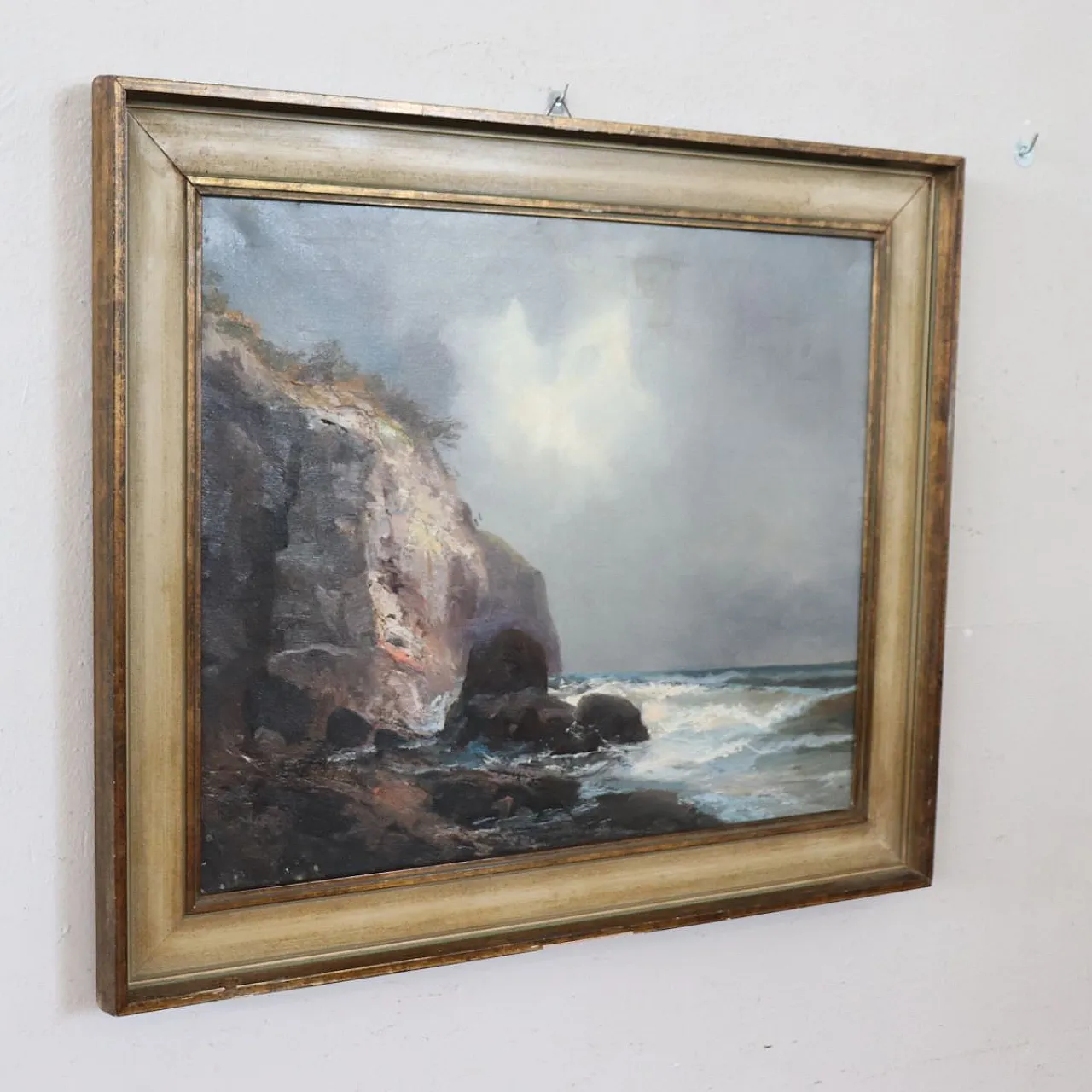 Oil painting on marine canvas with cliff, 1900s 10