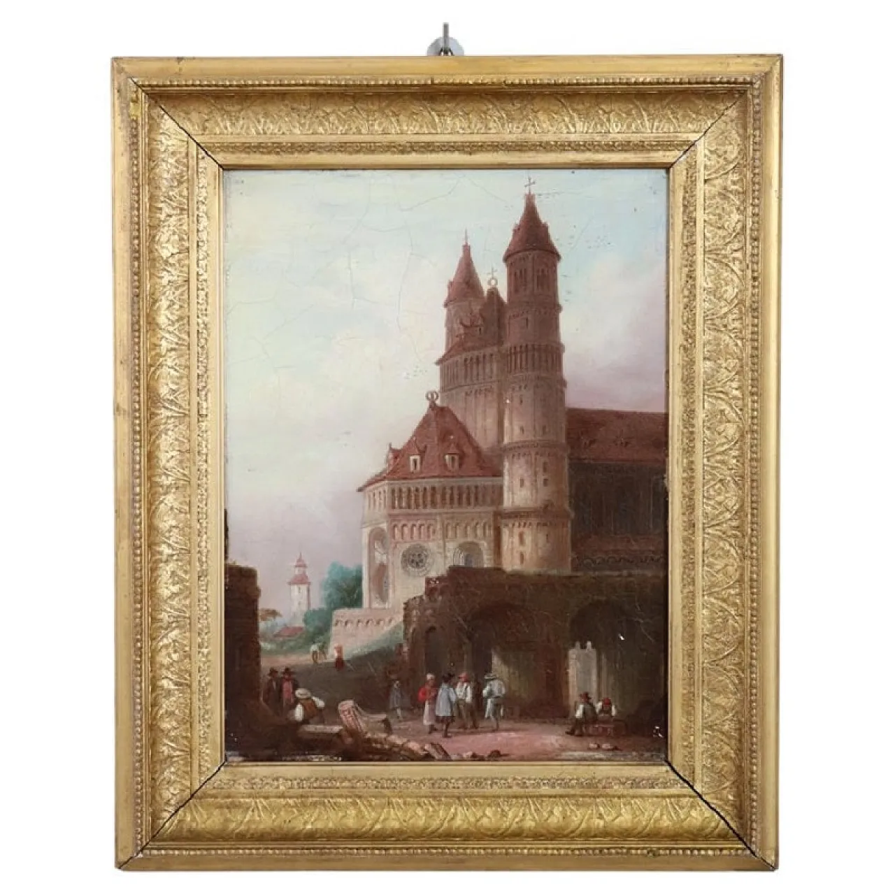 Oil painting on panel Worms Cathedral, Germany, 19th century 1