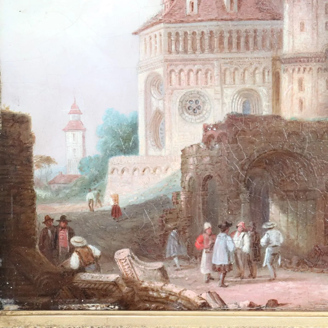 Oil painting on panel Worms Cathedral, Germany, 19th century 5