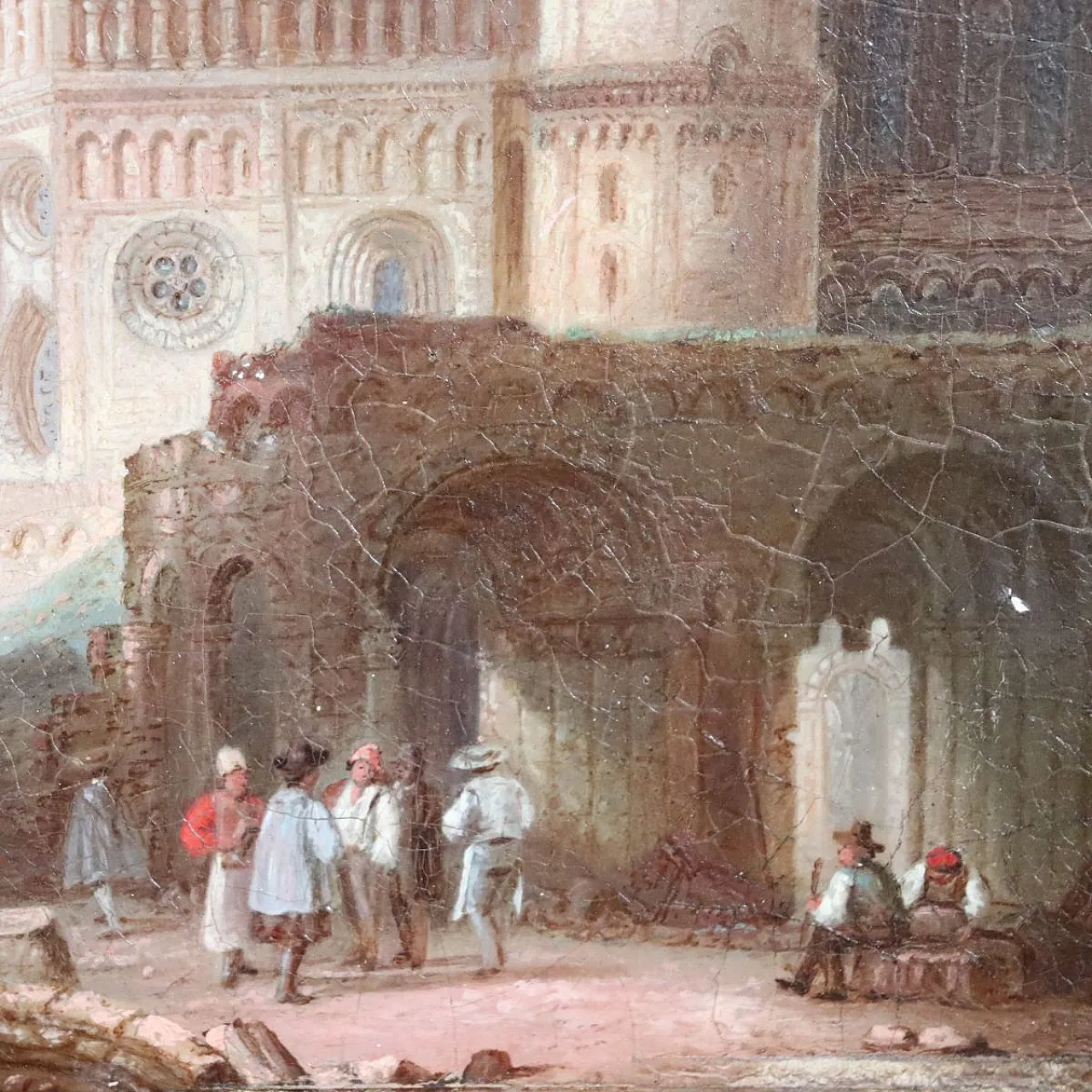 Oil painting on panel Worms Cathedral, Germany, 19th century 9