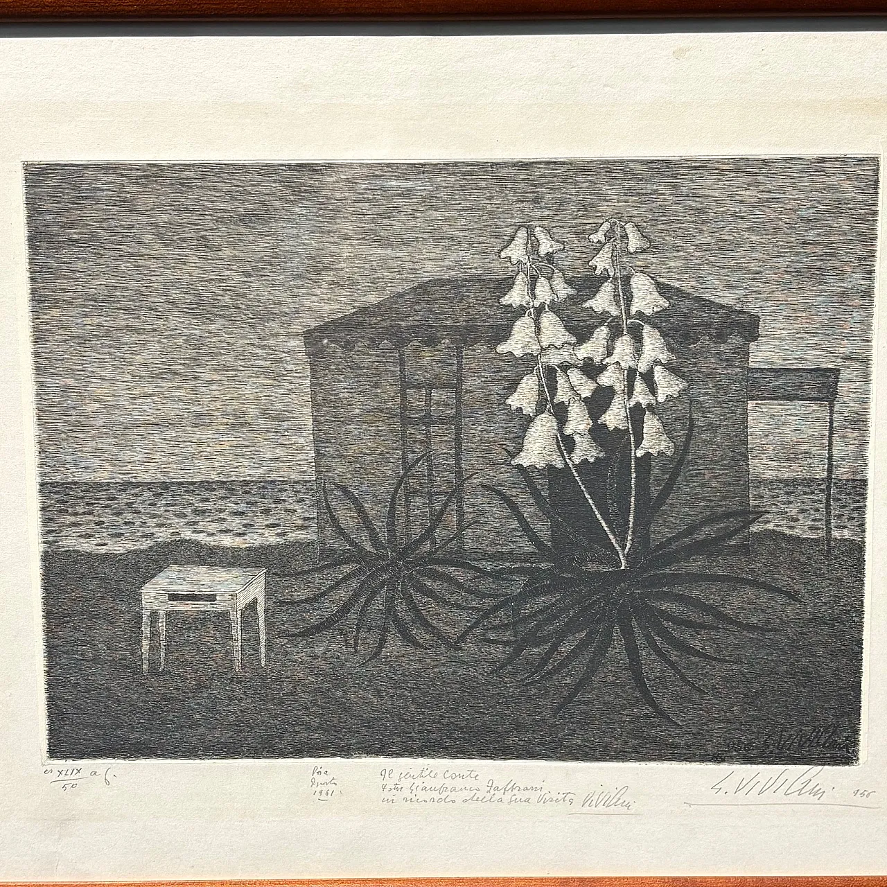 Engraving by Giuseppe Viviani Cabin Sul Mare, 1956 1