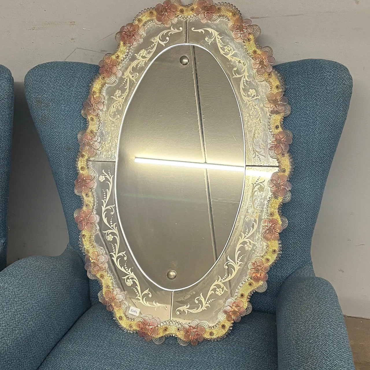 Specchio vetro Murano Mid Century, anni '50 1