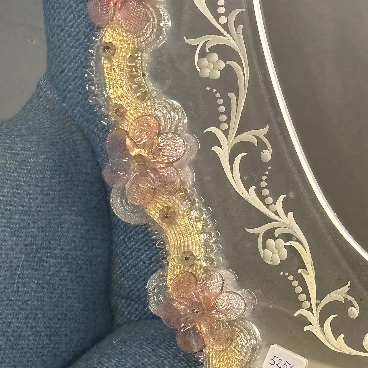 Specchio vetro Murano Mid Century, anni '50 4