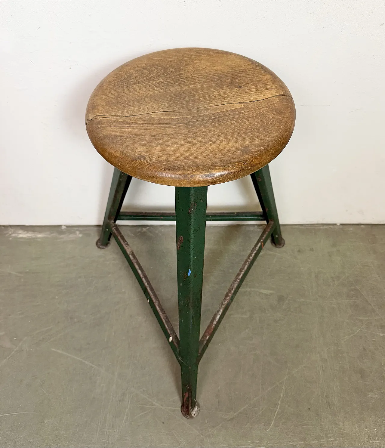 Green Industrial Workshop Stool, 1960s 5
