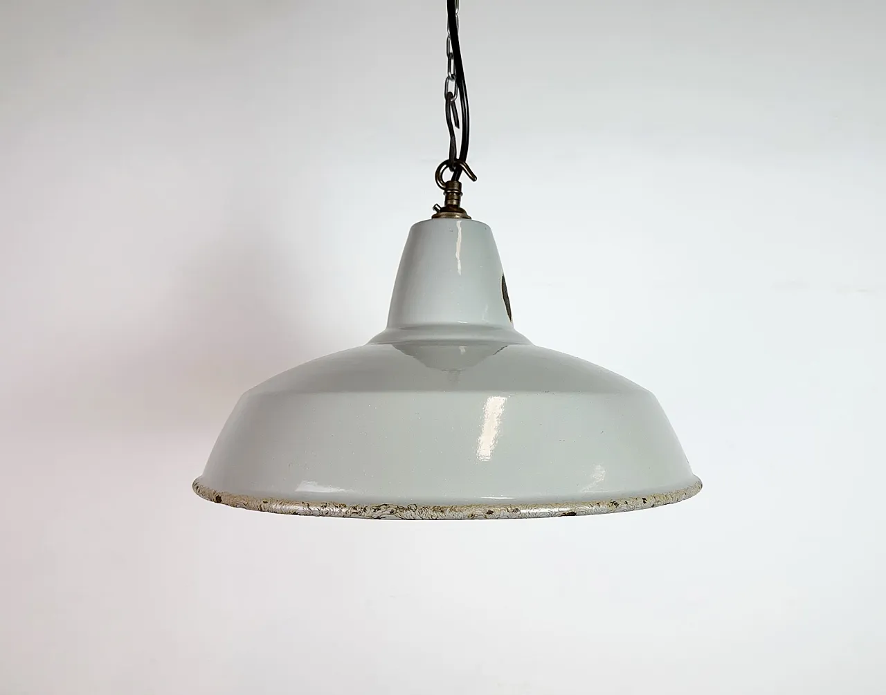 Industrial Grey Enamel Factory Pendant Lamp from Thorlux, 1960s 2