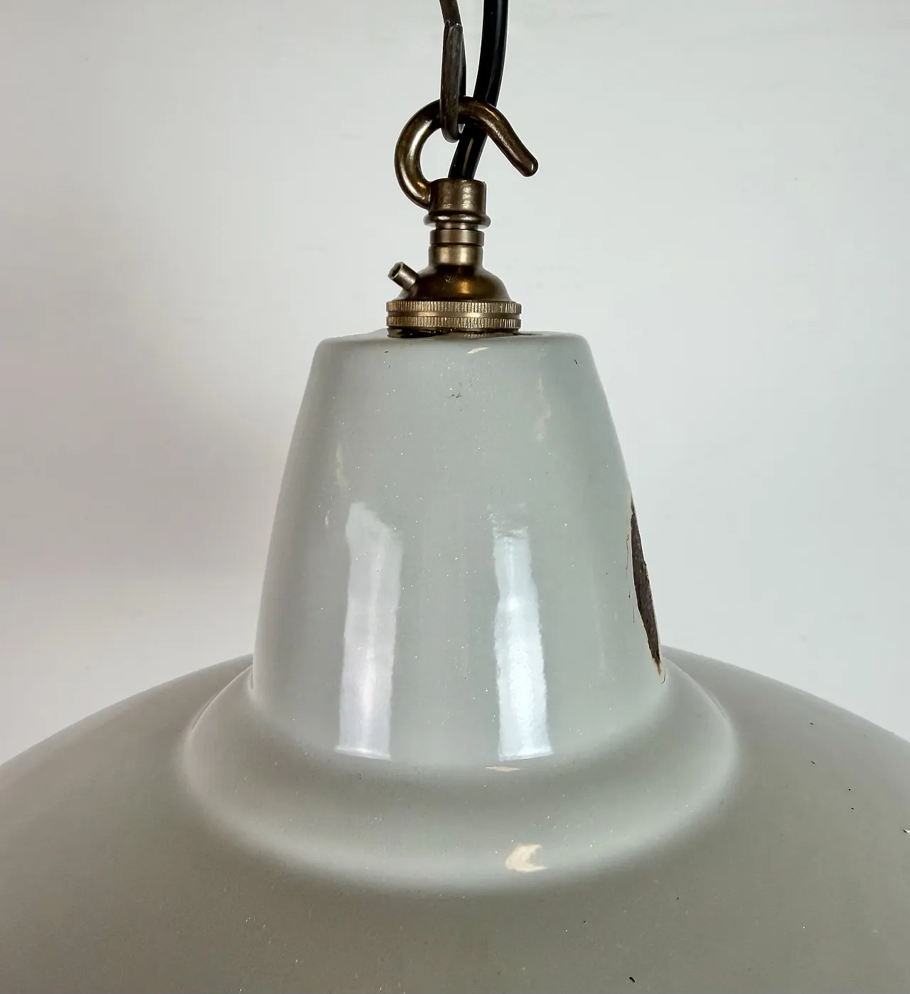 Industrial Grey Enamel Factory Pendant Lamp from Thorlux, 1960s 3