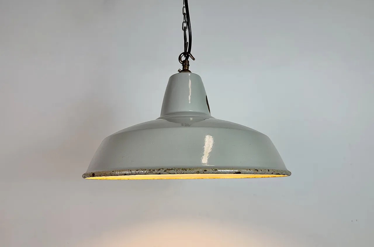 Industrial Grey Enamel Factory Pendant Lamp from Thorlux, 1960s 9