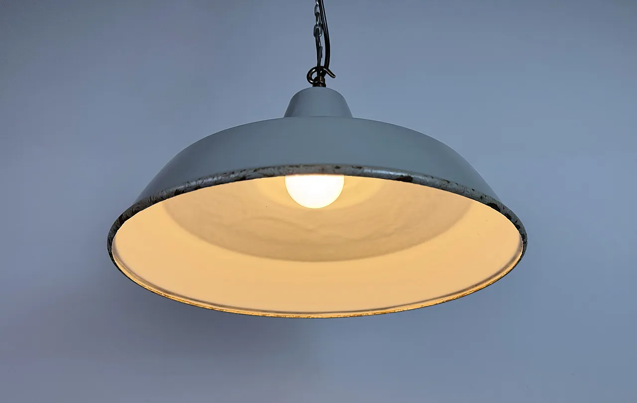 Industrial Grey Enamel Factory Pendant Lamp from Thorlux, 1960s 10