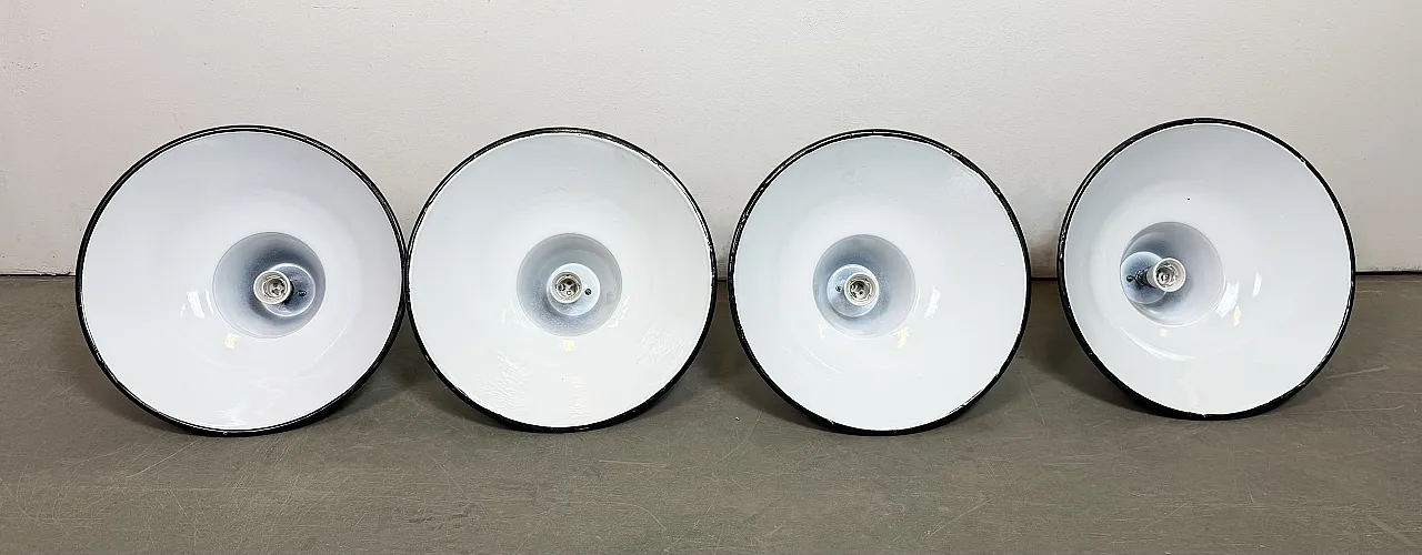 Set of 4 Industrial Black Enamel Pendant Lamps from Elektrosvit, 1960s 3