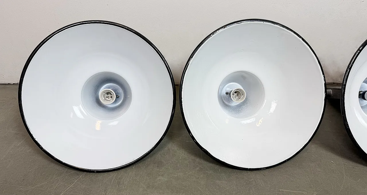 Set of 4 Industrial Black Enamel Pendant Lamps from Elektrosvit, 1960s 5