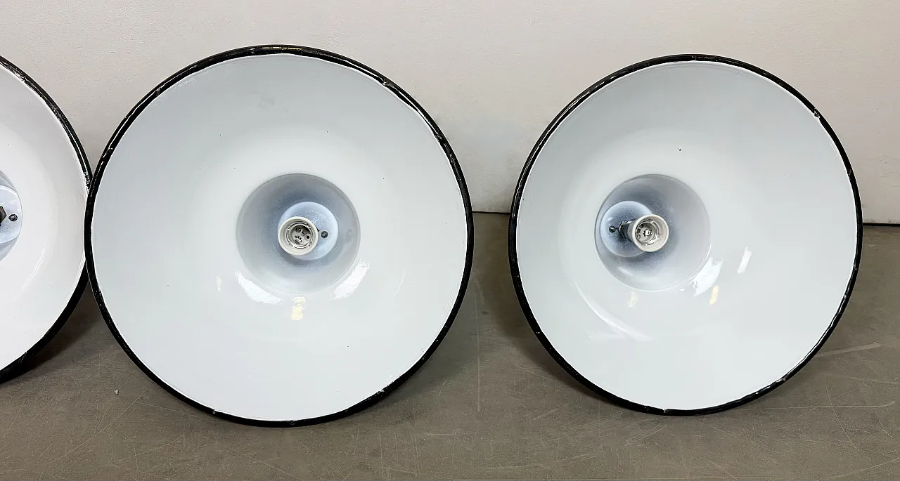 Set of 4 Industrial Black Enamel Pendant Lamps from Elektrosvit, 1960s 6