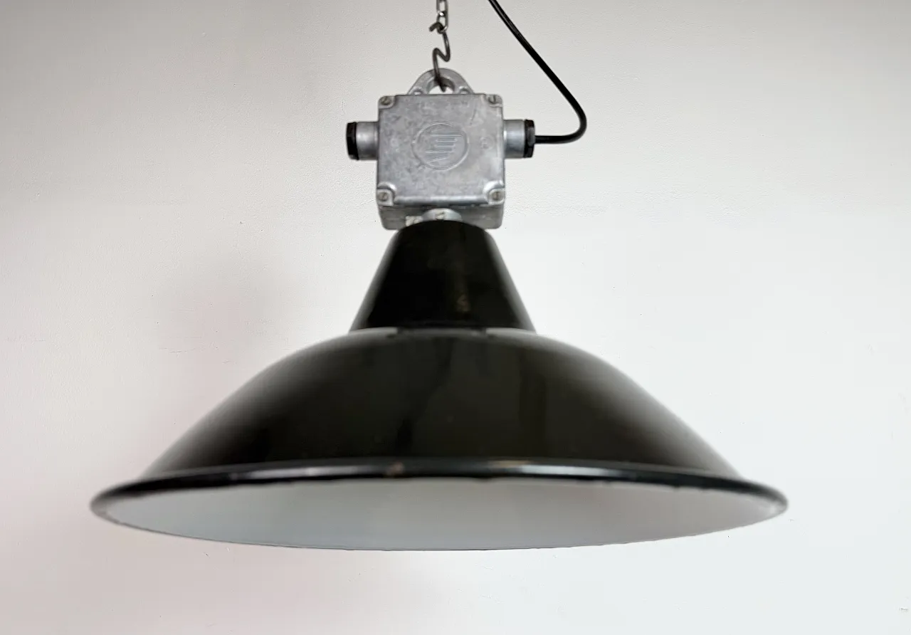 Set of 4 Industrial Black Enamel Pendant Lamps from Elektrosvit, 1960s 13