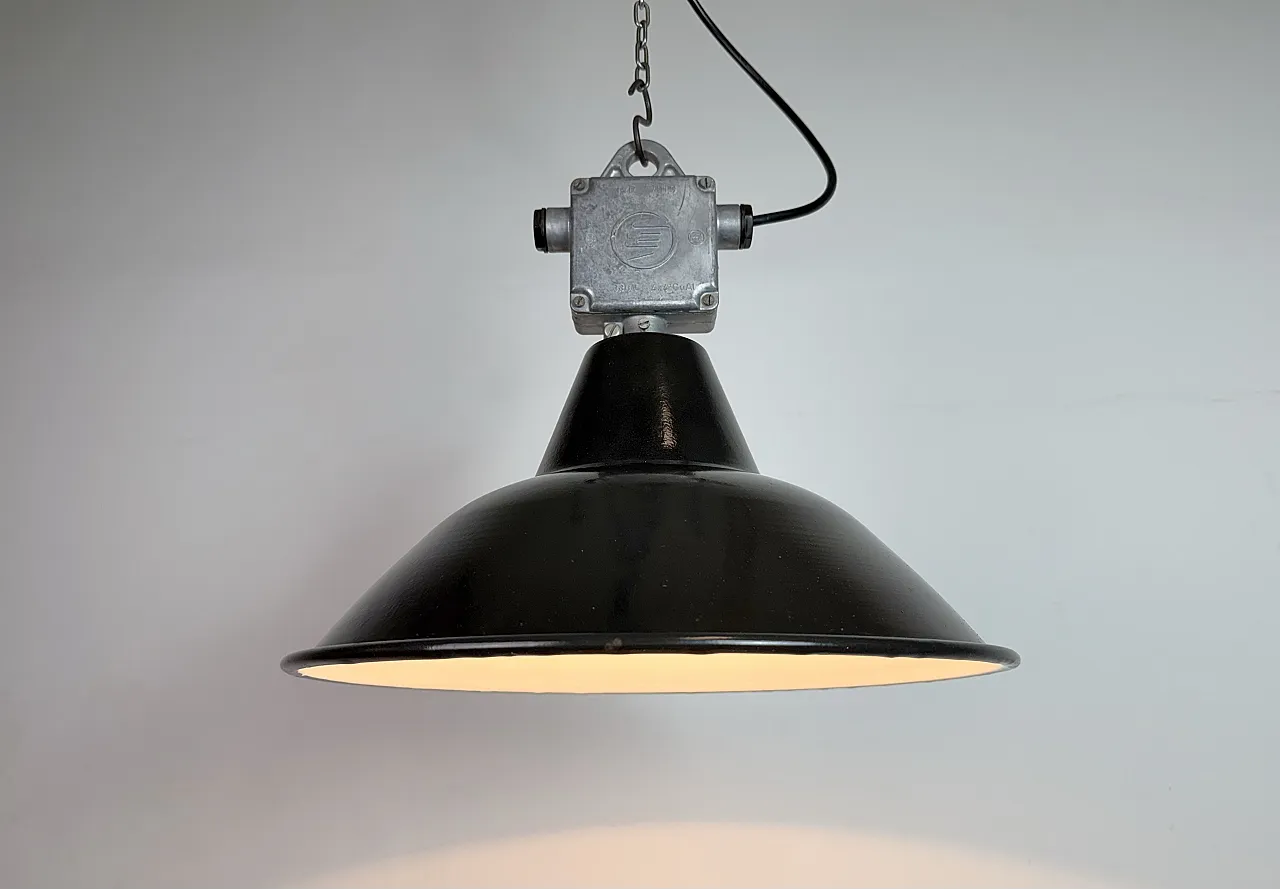Set of 4 Industrial Black Enamel Pendant Lamps from Elektrosvit, 1960s 14