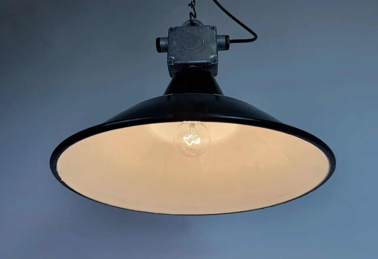 Set of 4 Industrial Black Enamel Pendant Lamps from Elektrosvit, 1960s 15