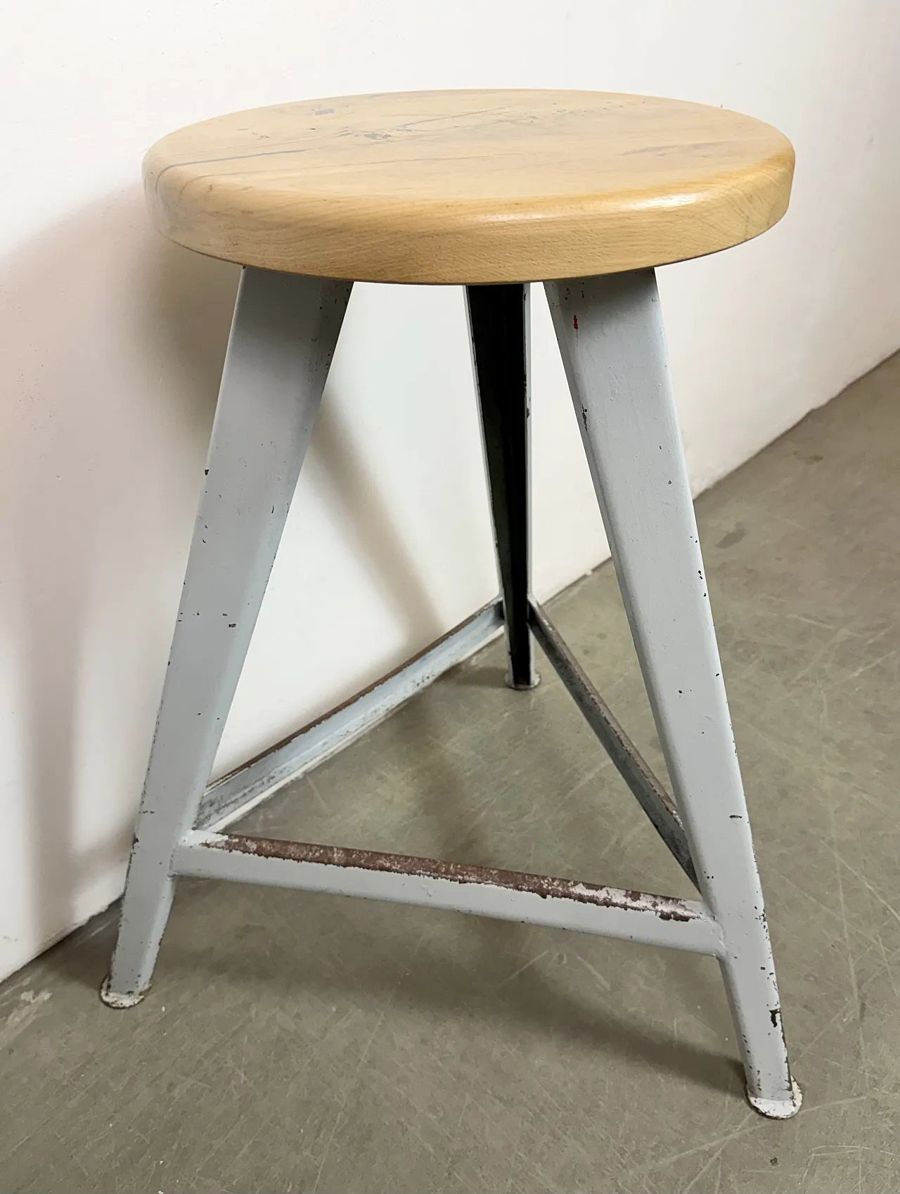 Grey Industrial Workshop Stool, 1960s 8
