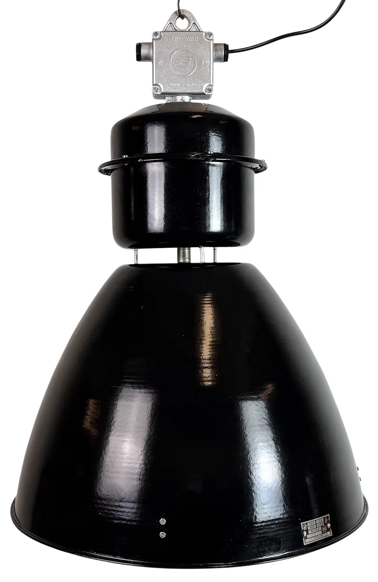 Large Black Industrial Factory Pendant Lamp from Elektrosvit, 1960s 1
