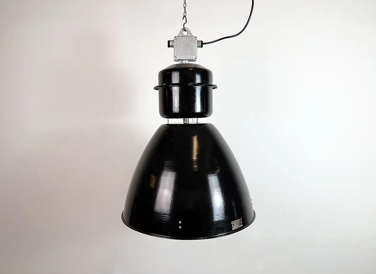 Large Black Industrial Factory Pendant Lamp from Elektrosvit, 1960s 2