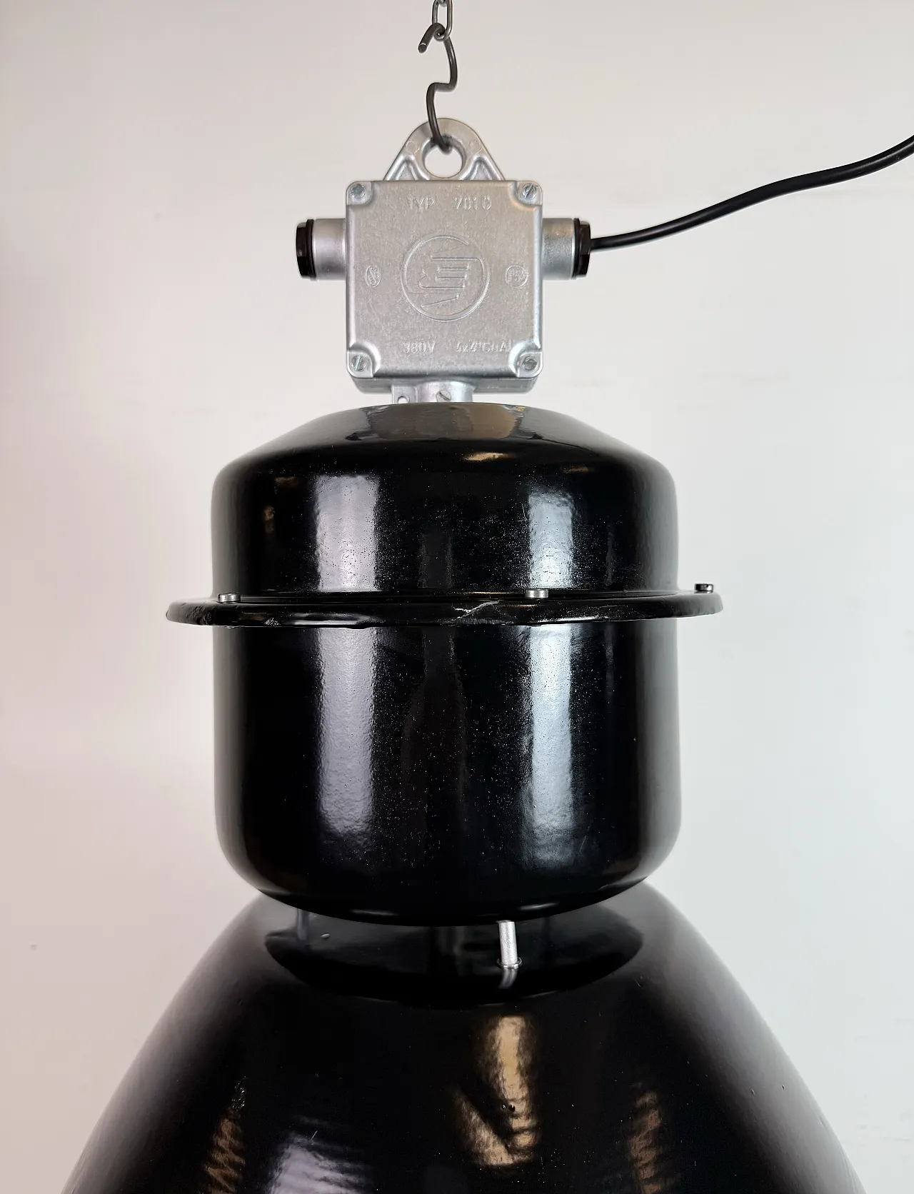 Large Black Industrial Factory Pendant Lamp from Elektrosvit, 1960s 3