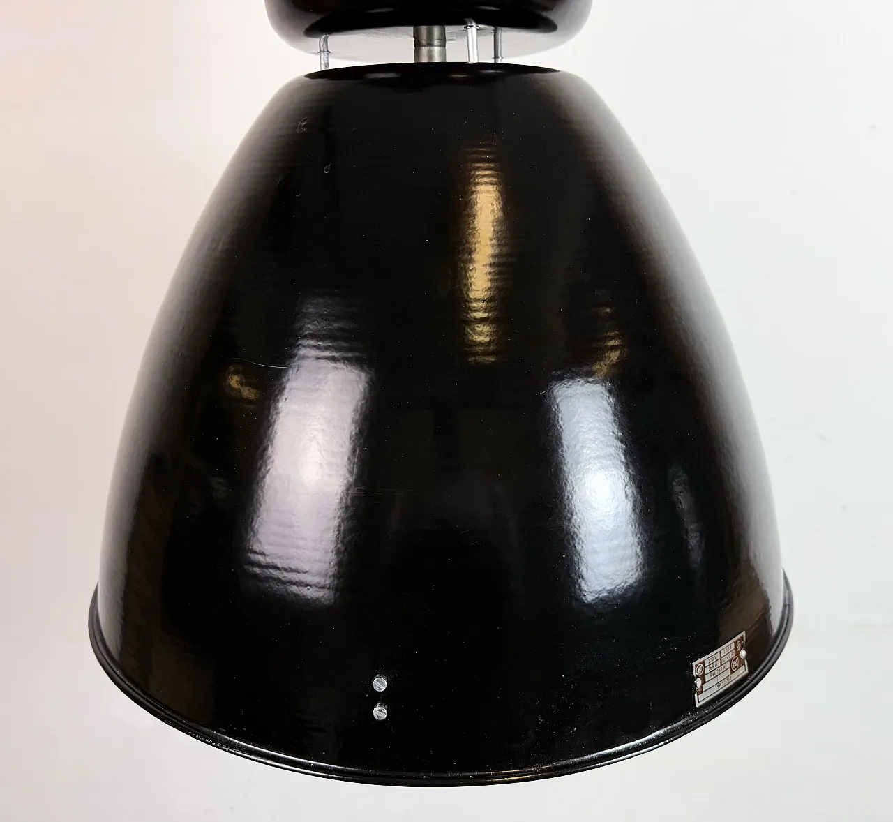 Large Black Industrial Factory Pendant Lamp from Elektrosvit, 1960s 5