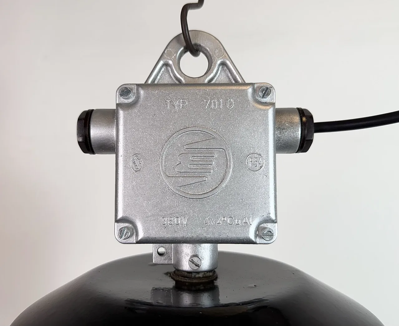 Large Black Industrial Factory Pendant Lamp from Elektrosvit, 1960s 6