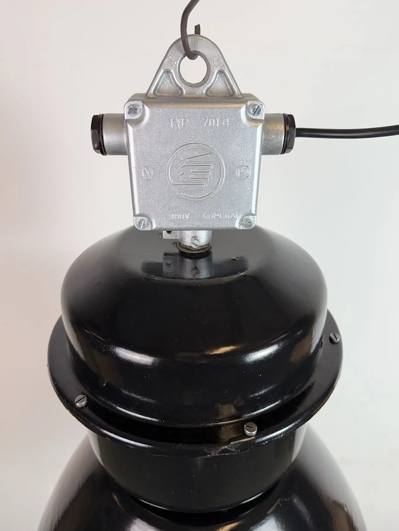 Large Black Industrial Factory Pendant Lamp from Elektrosvit, 1960s 8