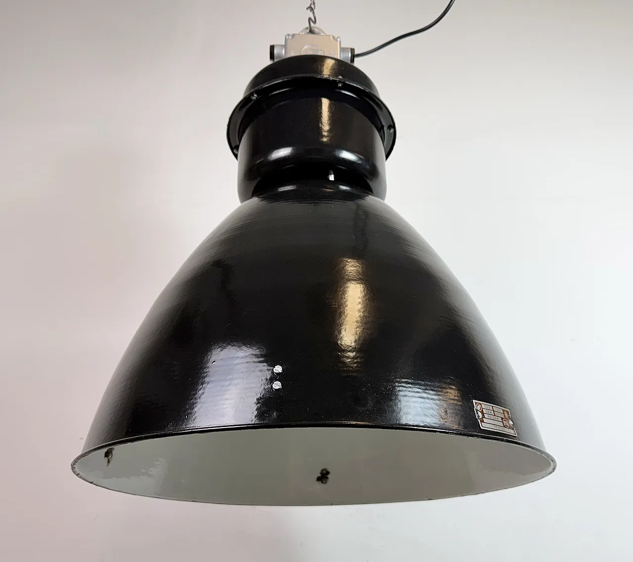 Large Black Industrial Factory Pendant Lamp from Elektrosvit, 1960s 9