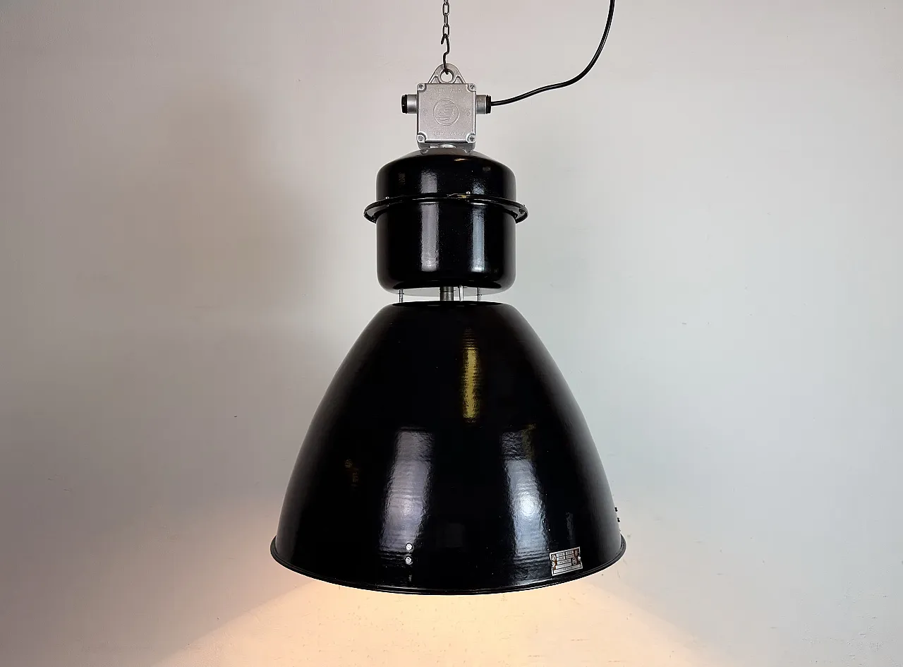 Large Black Industrial Factory Pendant Lamp from Elektrosvit, 1960s 10