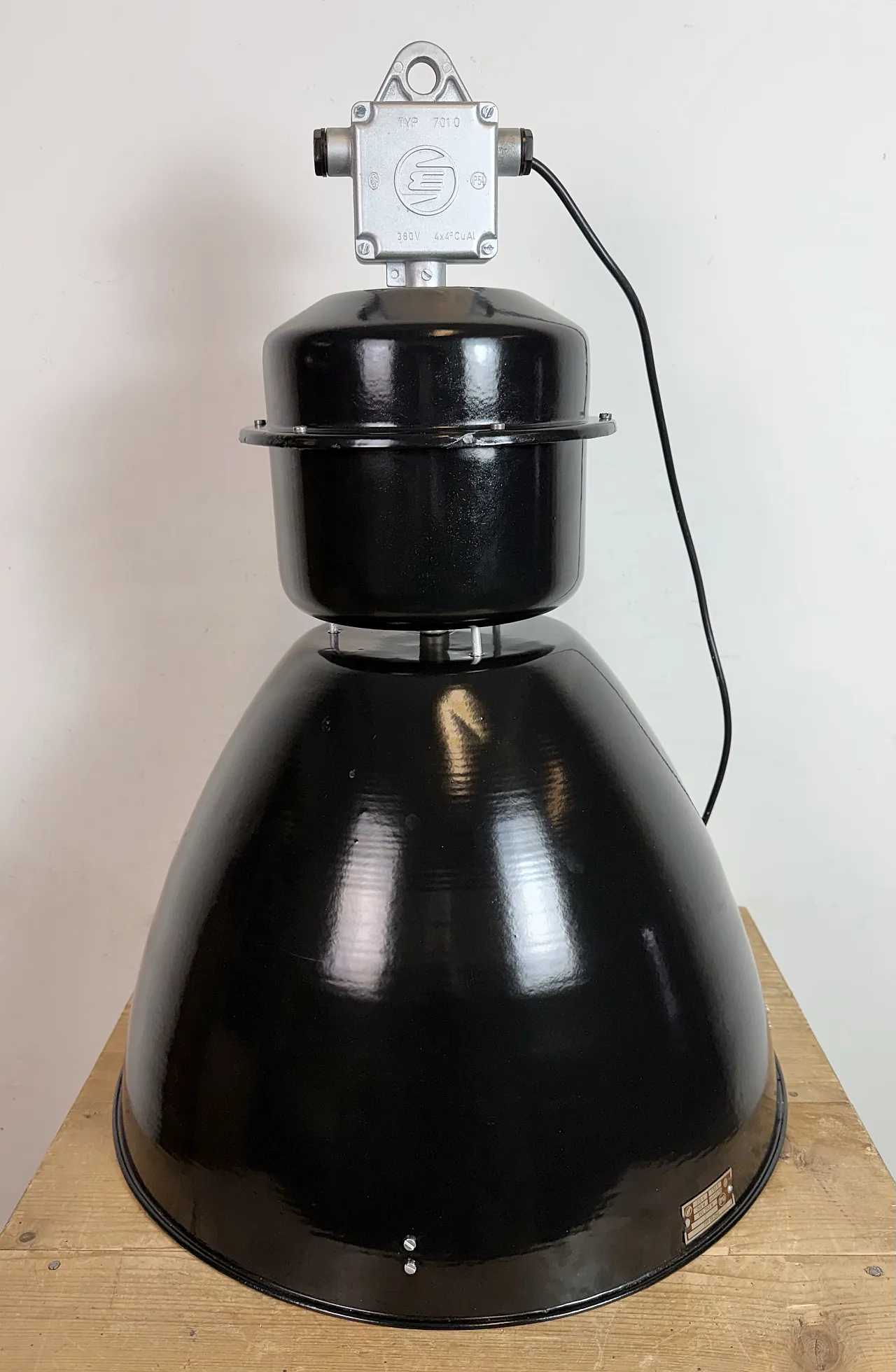 Large Black Industrial Factory Pendant Lamp from Elektrosvit, 1960s 12