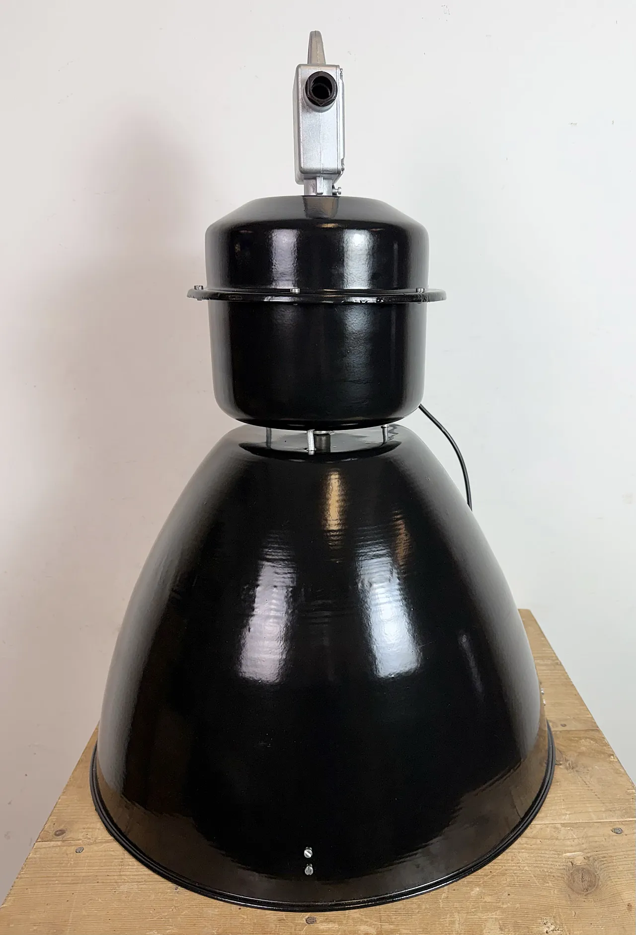 Large Black Industrial Factory Pendant Lamp from Elektrosvit, 1960s 13