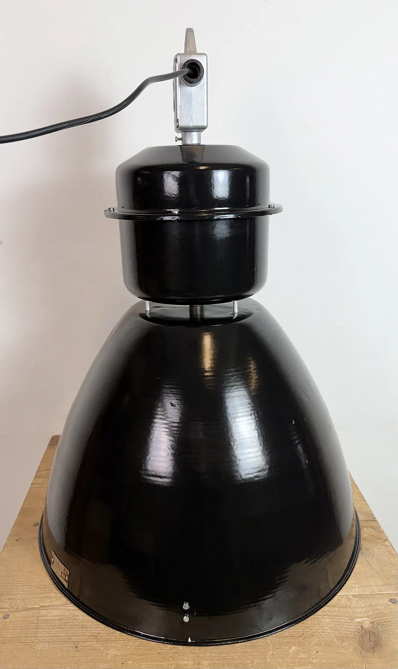 Large Black Industrial Factory Pendant Lamp from Elektrosvit, 1960s 17
