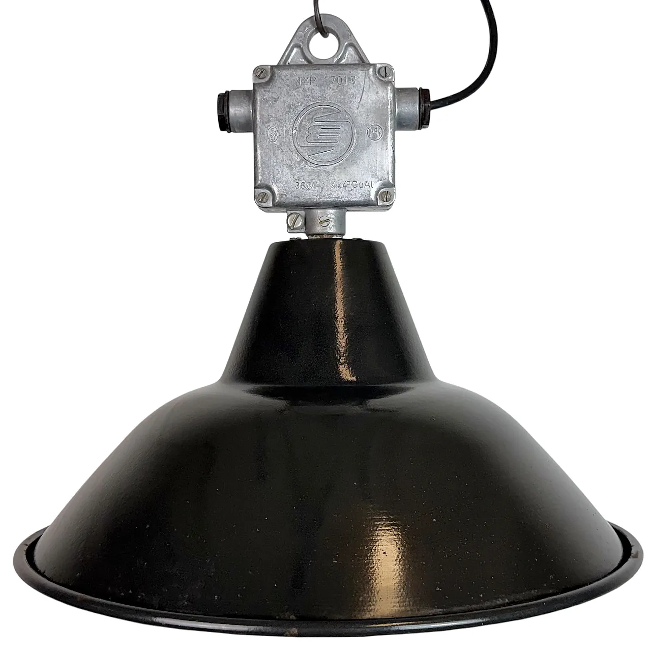 Industrial Black Enamel Pendant Lamp from Elektrosvit, 1960s 1
