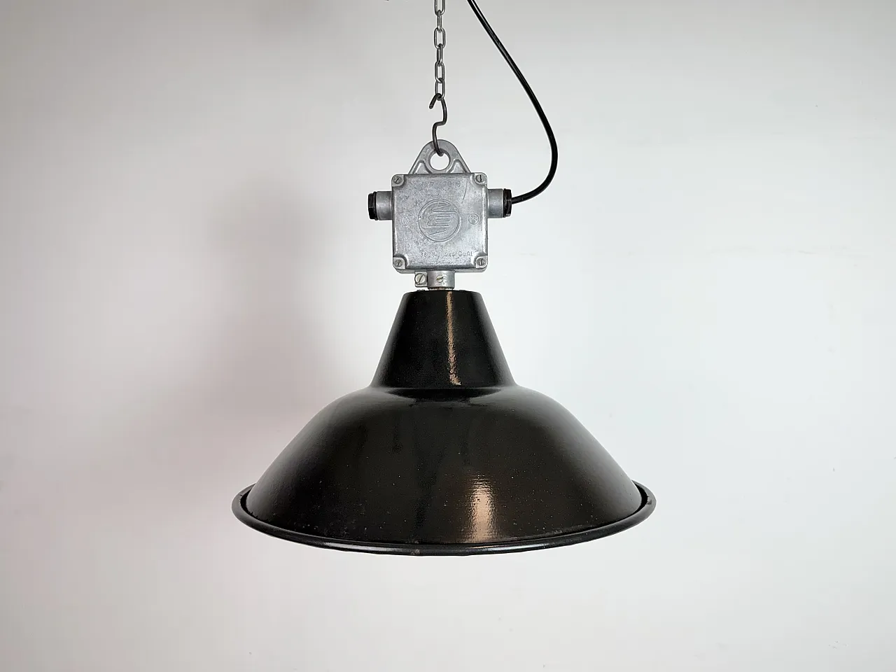 Industrial Black Enamel Pendant Lamp from Elektrosvit, 1960s 2