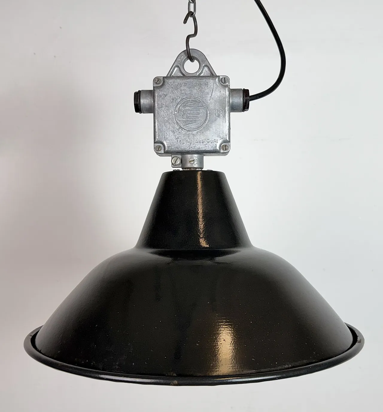 Industrial Black Enamel Pendant Lamp from Elektrosvit, 1960s 4