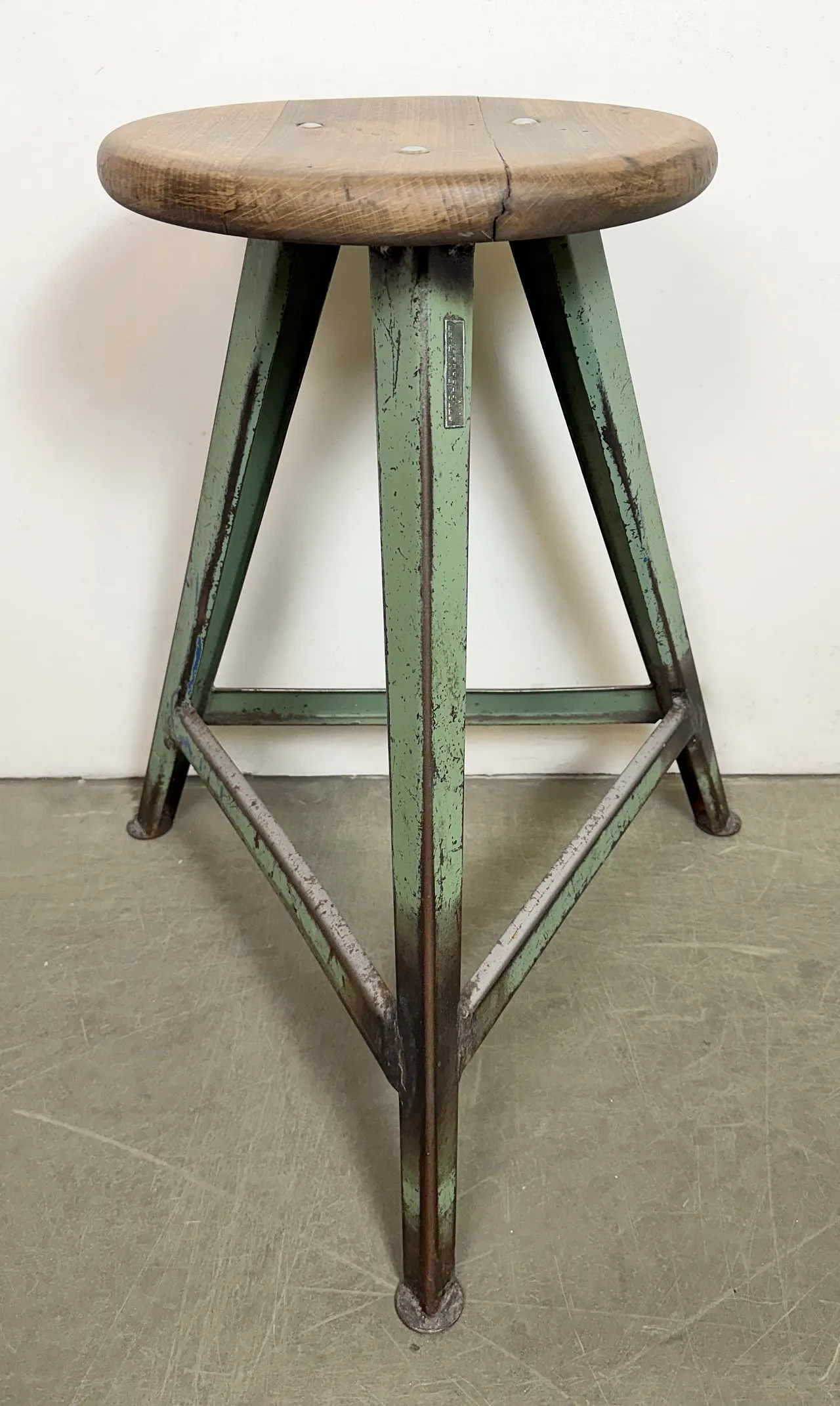 Green Industrial Workshop Stool, 1960s 3