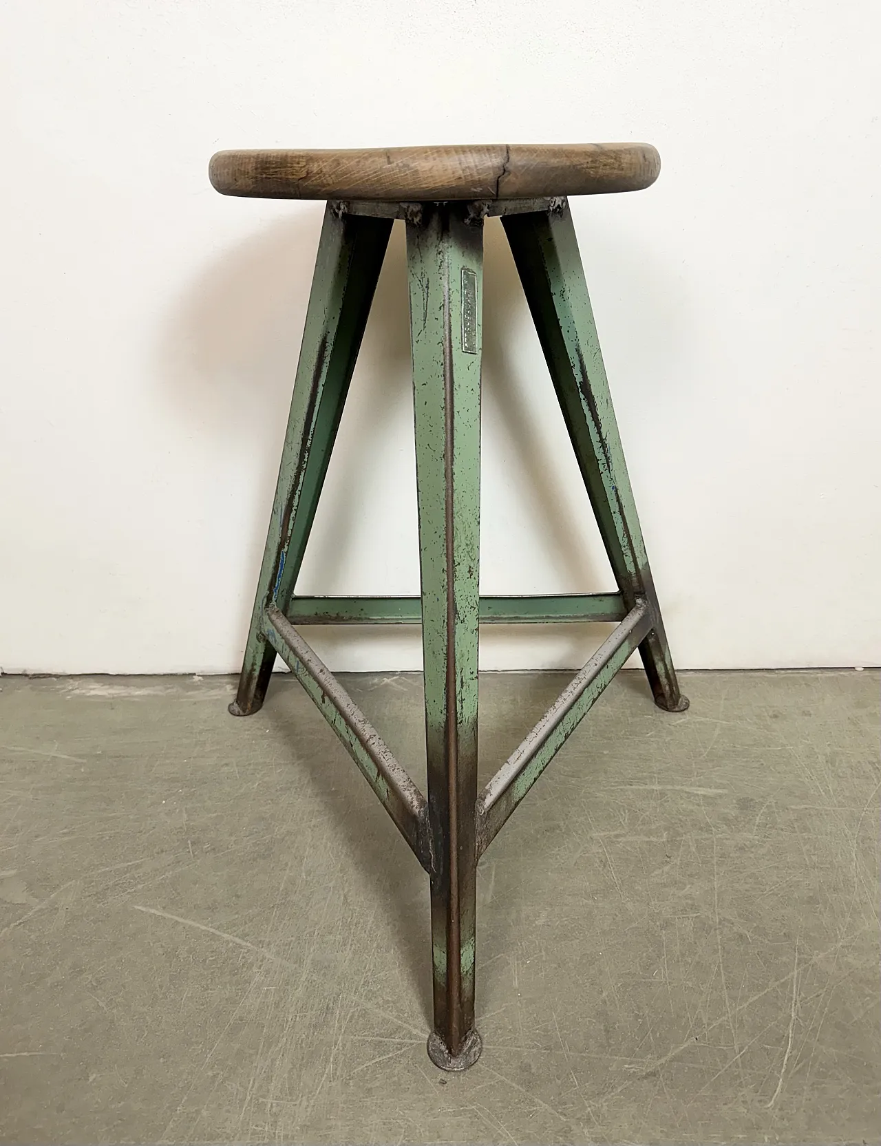 Green Industrial Workshop Stool, 1960s 4