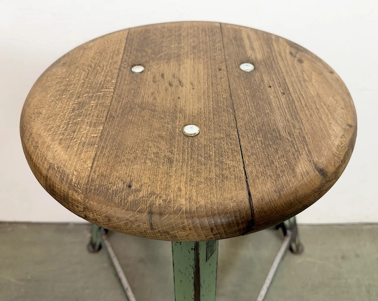 Green Industrial Workshop Stool, 1960s 7