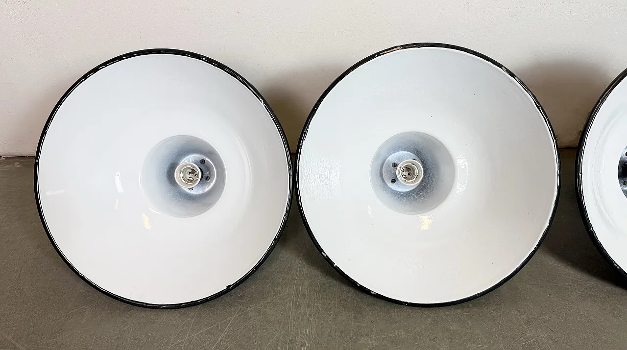 Set of 4 Industrial Black Enamel Factory Lamps with Cast Iron Top, 195 5